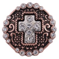 (image for) Snap Jewelry Rhinestone - Cross Rose Gold & Silver