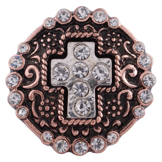 (image for) Snap Jewelry Rhinestone - Cross Rose Gold & Silver - Click Image to Close