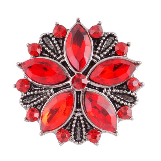 (image for) Snap Jewelry Rhinestone - Antique Designer Flower Red - Click Image to Close