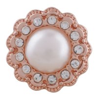 (image for) Snap Jewelry Rhinestone - Rose Gold Pearl & Clear Flower
