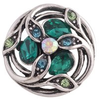 (image for) Snap Jewelry Rhinestone Flower Design in Dark & Light Green