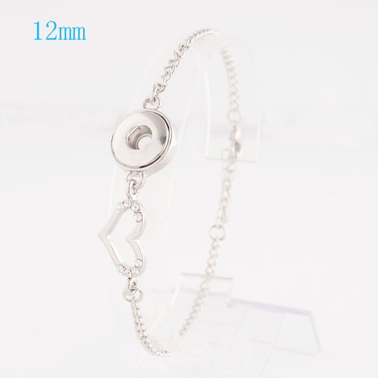 (image for) Mini Snap 12mm - Anklet & Bracelet - Rhinestone Heart 8.5+ 2" - Click Image to Close