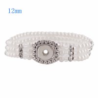 (image for) Mini Snap 12mm - Bracelet Stretch White Pearls