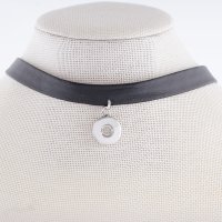 (image for) Mini Snap Jewelry Choker Necklace - Soft Leather Drop