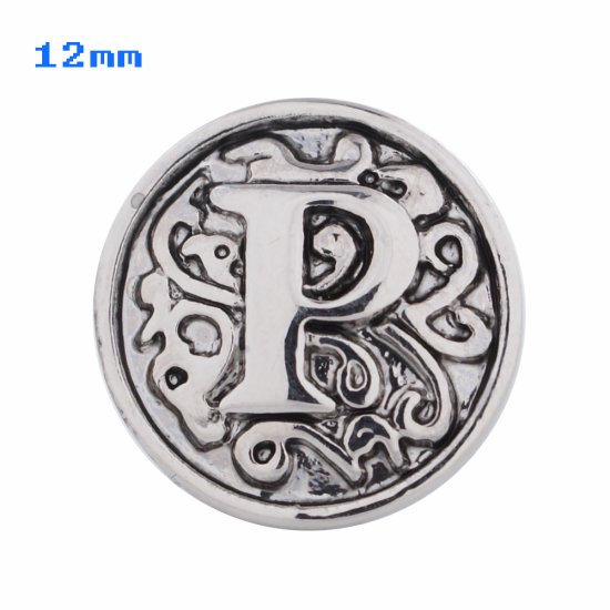(image for) Mini Snap 12mm - Metal Letter P - Click Image to Close