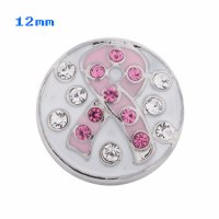 (image for) Mini Snap Jewelry Pink Ribbon Rhinestone Enamel fits 12mm Petite Ginger Charms