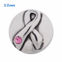 (image for) Mini Snap Jewelry Pink Ribbon Crystal Rhinestone fits 12mm Petite Ginger Charm