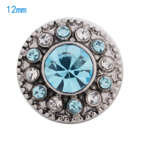 (image for) Mini Snap 12mm - Rhinestone Light Blue & Clear - Click Image to Close