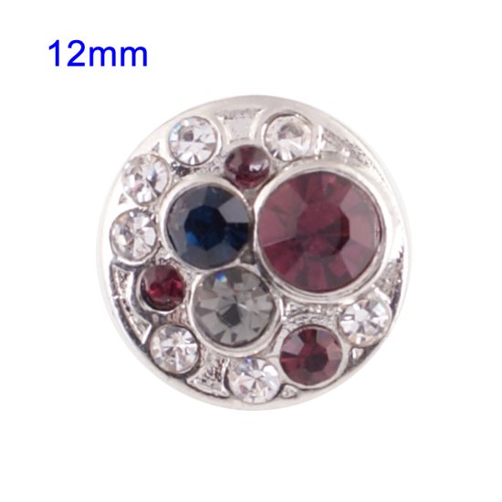 (image for) Mini Snap 12mm - Rhinestone Cluster Purple, Black & Clear - Click Image to Close