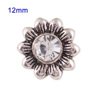 (image for) Mini Snap 12mm - Rhinestone Flower - Clear