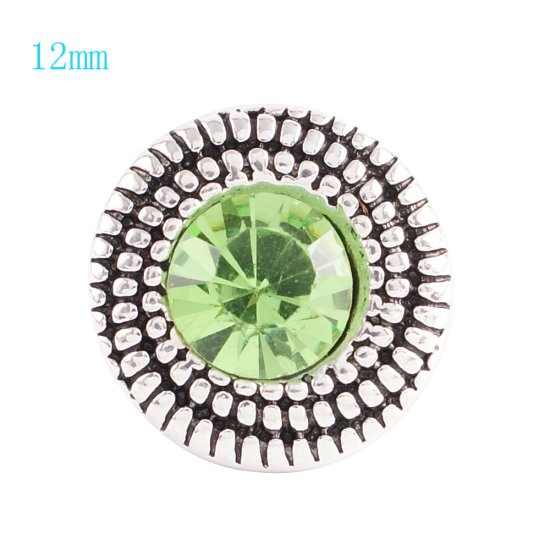 (image for) Mini Snap 12mm - Rhinestone Raised Dot Antique Lime Green - Click Image to Close