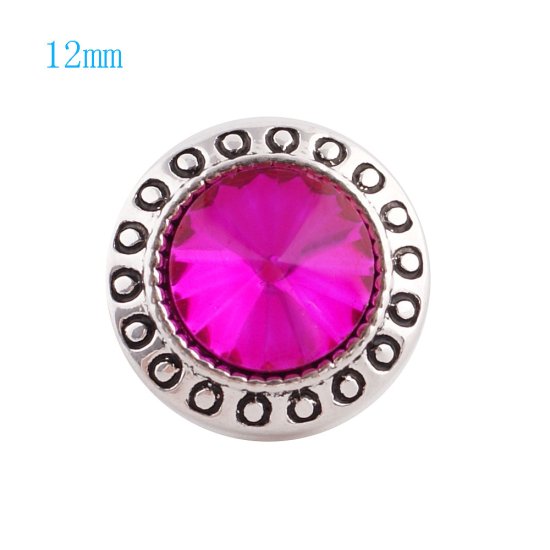 (image for) Mini Snap 12mm - Rhinestone Dots Pink - Click Image to Close