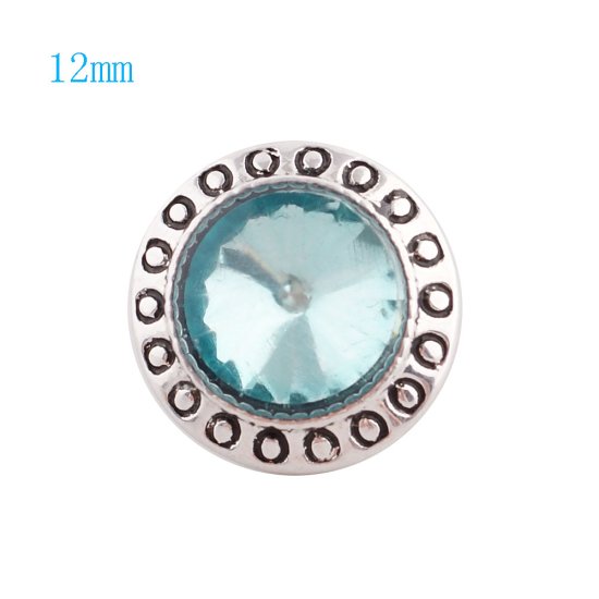 (image for) Mini Snap 12mm - Rhinestone Dots Light Blue - Click Image to Close