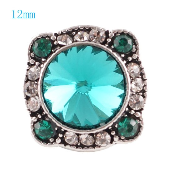 (image for) Mini Snap 12mm - Rhinestone Faceted Design Light Blue - Click Image to Close
