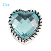 (image for) Mini Snap Jewelry Heart Blue Rhinestone fits 12mm Petite Ginger Style Charms New