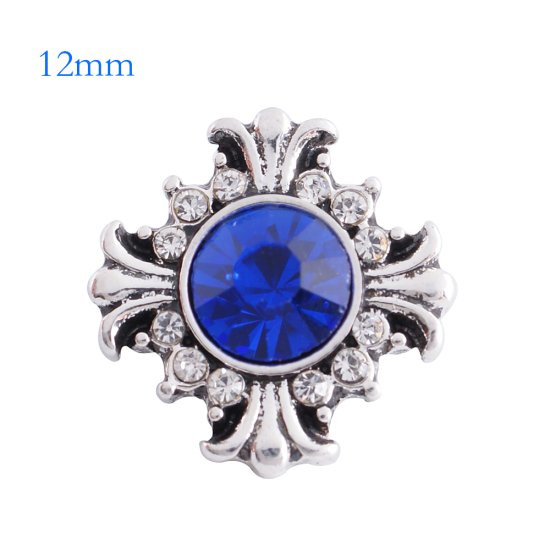 (image for) Mini Snap 12mm - Rhinestone Cross Blue - Click Image to Close