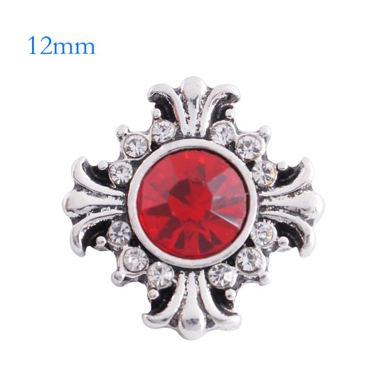 (image for) Mini Snap 12mm - Rhinestone Cross Red - Click Image to Close