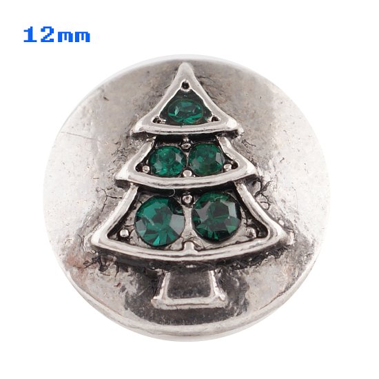 (image for) Mini Snap 12mm - Rhinestone Christmas Tree Holiday - Click Image to Close