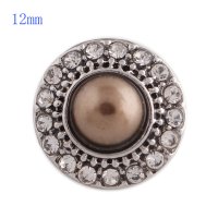 (image for) Mini Snap 12mm - Rhinestone Antique Clear & Brown Pearl