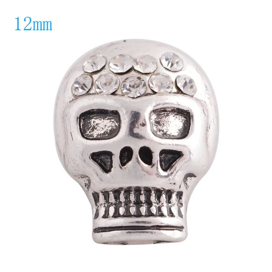 (image for) Mini Snap 12mm - Metal Skull Clear - Click Image to Close
