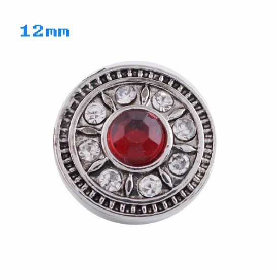 (image for) Mini Snap 12mm - Rhinestone Designer - Red & Clear - Click Image to Close