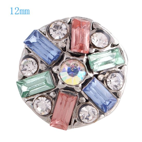 (image for) Mini Snap 12mm - Rhinestone Multi-Color Baguettes - Click Image to Close