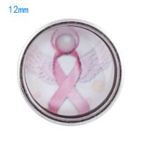 (image for) Mini Snap 12mm - Glass Breast Cancer Awareness Ribbon