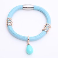 (image for) Pre-made End Less Bracelet Magnetic Light Blue, Rose Gold Charms