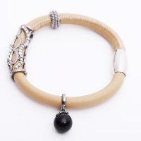 (image for) Pre-made End Less Bracelet Magnetic Tan - Silver Charms