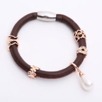 (image for) Pre-made End Less Bracelet Magnetic Brown - Rose Gold Charms