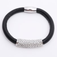 (image for) Premade End Less Bracelet Magnetic Black - Silver Crystal Barrel