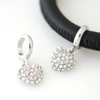 (image for) End Less Rhinestone Charms Drop - Silver Heart Clear