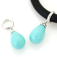 (image for) End Less Rhinestone Charms Drop - Silver Turquoise