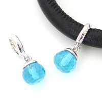 (image for) End Less Rhinestone Charms Drop - Silver Gem Light Blue