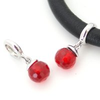 (image for) End Less Rhinestone Charms Drop - Silver Gem Red