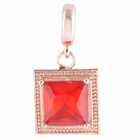 (image for) End Less Rhinestone Charms Drop - Rose Gold Square Red