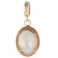 (image for) End Less Rhinestone Charms Drop - Gold Oval AB Clear