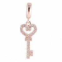 (image for) End Less Rhinestone Charms Drop - Rose Gold Key Clear