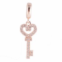 (image for) End Less Rhinestone Charms Drop - Rose Gold Key Clear