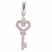 (image for) End Less Rhinestone Charms Drop - Silver Key Clear