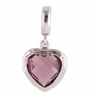 (image for) End Less Rhinestone Charms Drop - Silver Heart Cut Purple