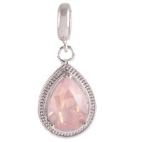 (image for) End Less Rhinestone Charms Drop - Silver Teardrop Light Pink