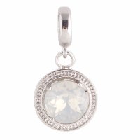 (image for) End Less Rhinestone Charms Drop - Silver Round Gem AB Clear