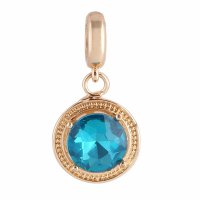 (image for) End Less Rhinestone Charms Drop - Gold Round Gem AB Blue