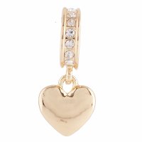 (image for) End less Rhinestone Charms Drops - Gold Hearts & Clear