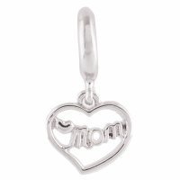 (image for) End Less Rhinestone Charms Drop - Open Mom Heart Silver