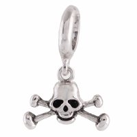 (image for) End Less Rhinestone Charms Drop - Silver Skull & Bones