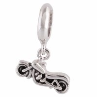(image for) End Less Rhinestone Charms Drop - Silver Motorcycle
