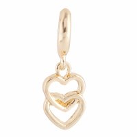 (image for) End Less Rhinestone Charms Drop - Double Heart Gold