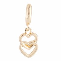 (image for) End Less Rhinestone Charms Drop - Double Heart Gold